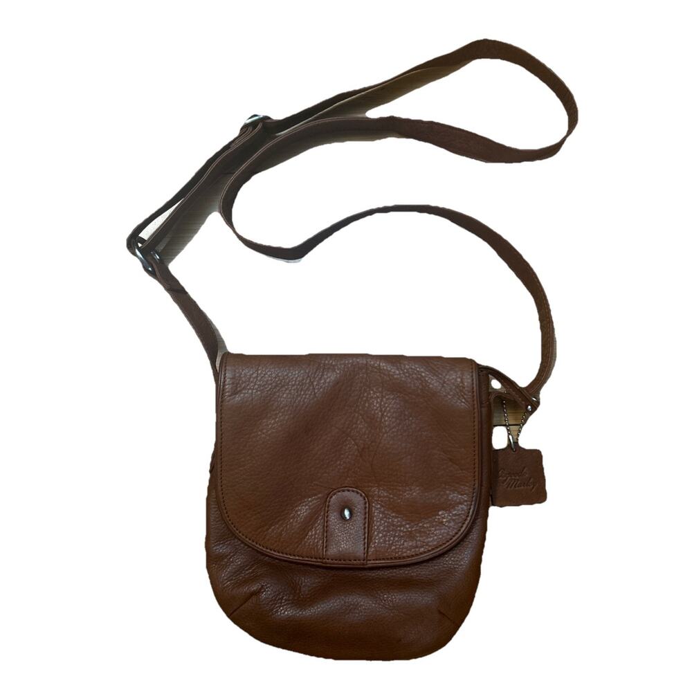 Osgoode Marley Brown Pebbled Leather Crossbody Bag Adjustable Flap Magnetic